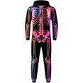 thumbnail image 4 of Skeleton Jumpsuit Halloween Costume for Women Men, Unisex Adult Skeleton Onesie Pajamas Cosplay Party 2026, Cozy One Piece Outfit, 4 of 5