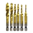 thumbnail image 1 of 6 paquetes de brocas para taladro, de brocas HSS combinadas, de brocas para roscar, herramienta de broca para roscar, vástago hexagonal, K Oro shamjiam grifo de broca, 1 of 6