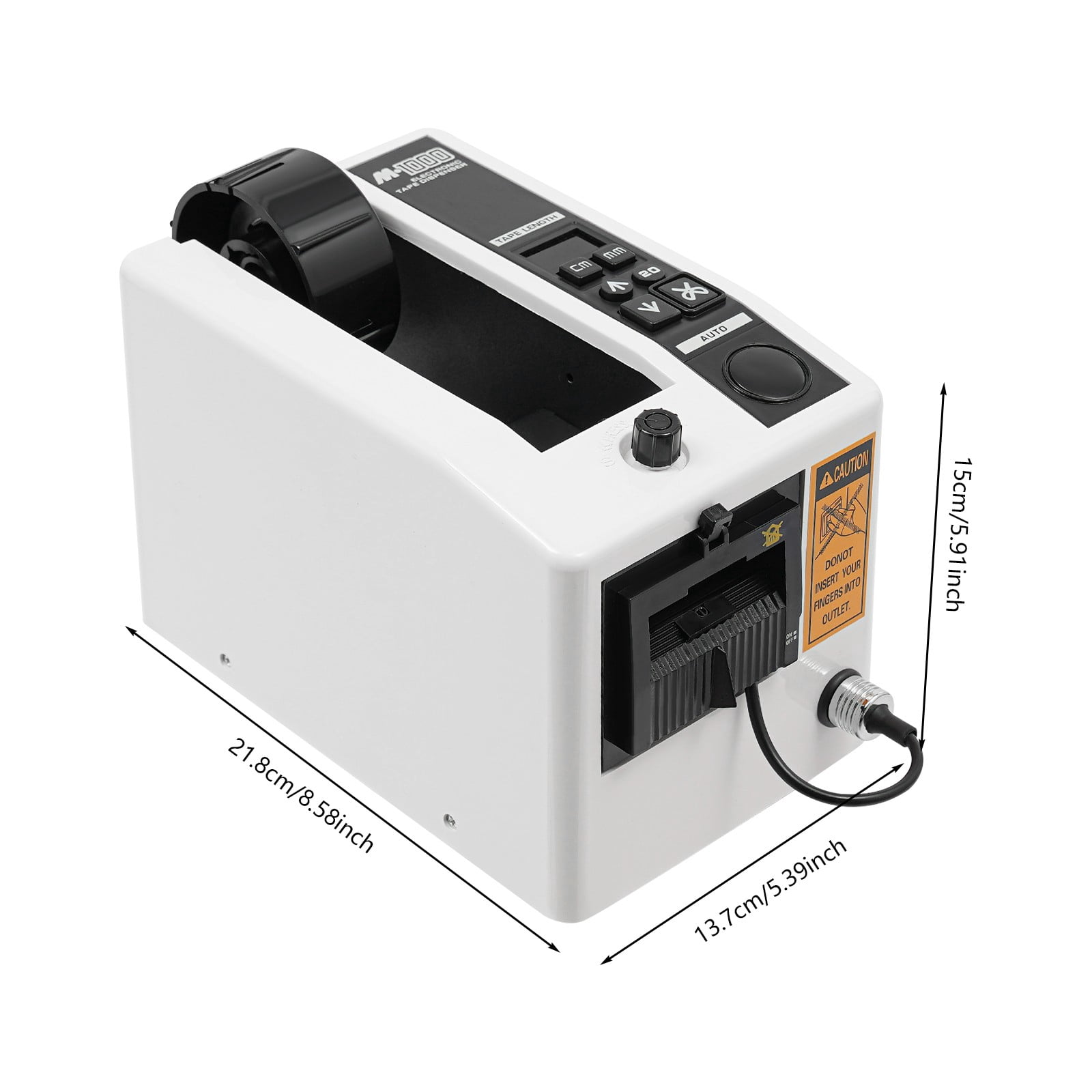 20-30W Electric Ribbon Cutting Machine, Automatic Tape Dispenser with Adjustable Length 0.79-39.33in, 110V Ribbon Cutter for Packing, Warehouse, Office, Works with Multiple Tape Rolls