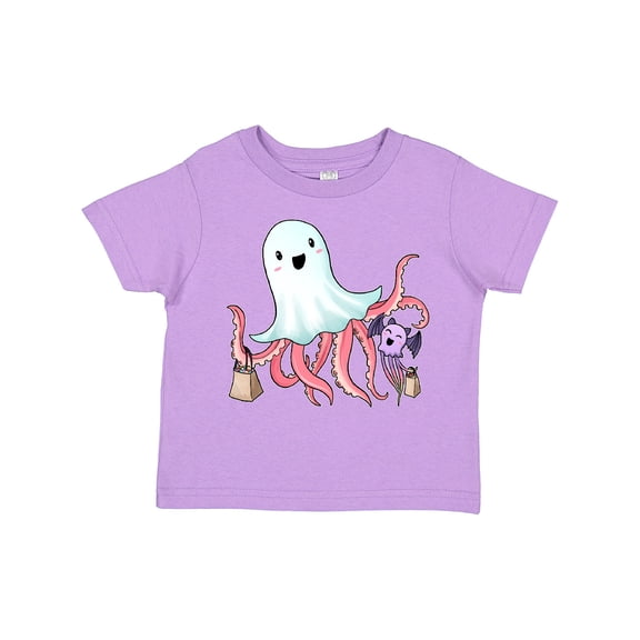 Inktastic Cute Ghost Octopus Trick or Treating with Bat Boys or Girls Toddler T-Shirt