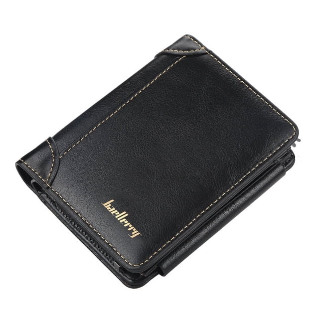 Cartera corta para hombre, con tres pliegues y cremallera, para múltiples tarjetas, tarjetero fino de moda para hombre