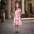 thumbnail image 4 of Robe à Manches Courtes pour Filles avec Imprimé Tissu Doux Col Rond Coupe Décontractée avec Poches Latérales pour Enfants Usage Quotidien, 4 of 4