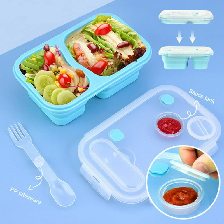 Lunch Box, BPA Free, Collapsible and Leakproof Silicone Food Storage  Containers with 3 Compartments Food Grade Silica gel Lunch Box 