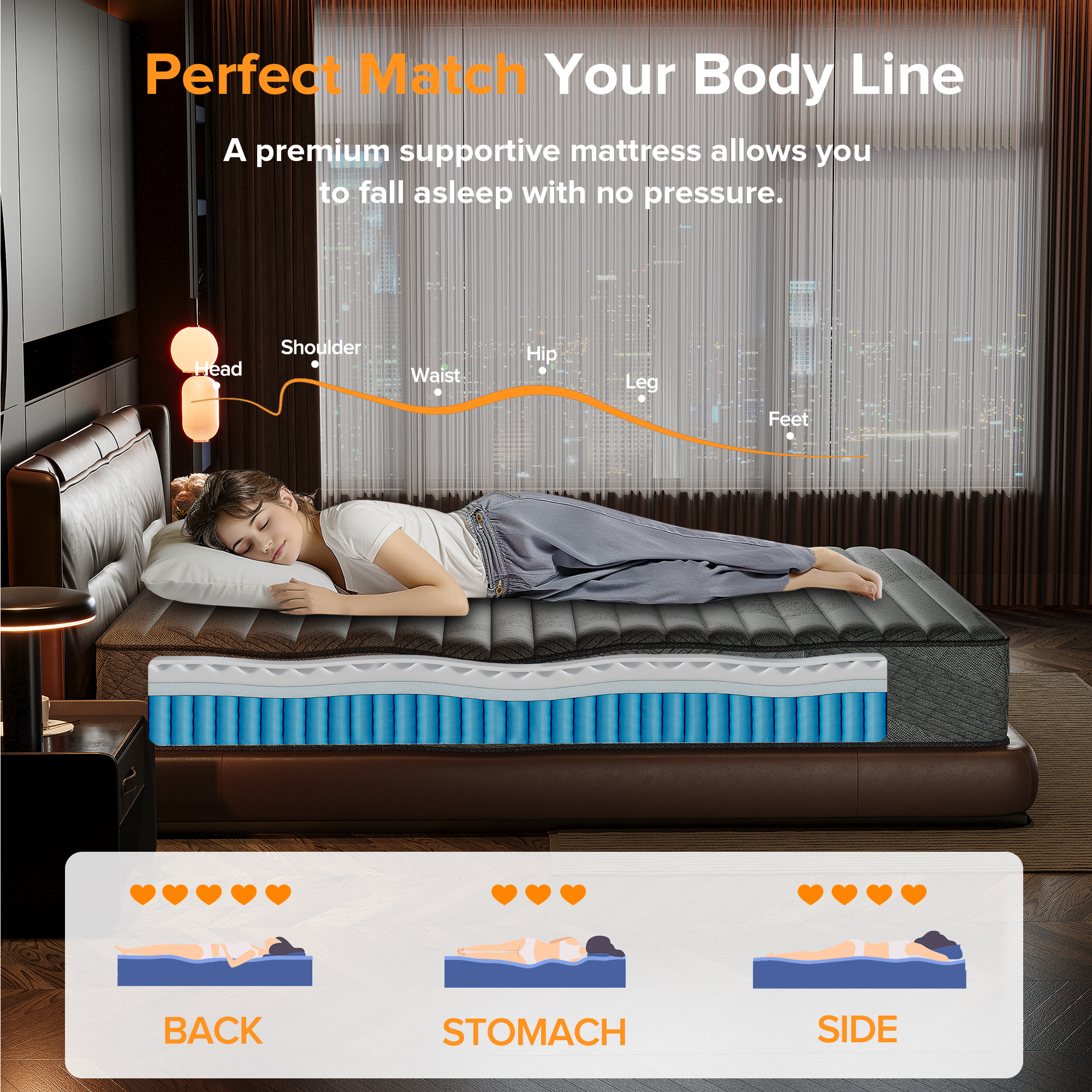 Full Mattress 12 Inch Hybrid Mattress Gel Infused Memory Foam Pocket Spring for Support and Pressure Relief CertiPUR-US Certified Bed-in-a-Box
