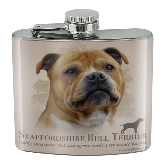 Staffordshire Bull Terrier Dog Breed Stainless Steel 5oz Hip Drink Kidney Flask