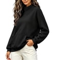 thumbnail image 4 of RYRJJ Women's Sweatshirt Casual Long Sleeve Mock Neck Loose Pullover Solid Color Comfy Y2K Sweatshirts Tunic Top, 4 of 5