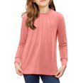 thumbnail image 2 of KISSMODA Girls Long Sleeve Casual Front Pleats Blouses & Tops, Round Neck, 4-14 Years, 2 of 3