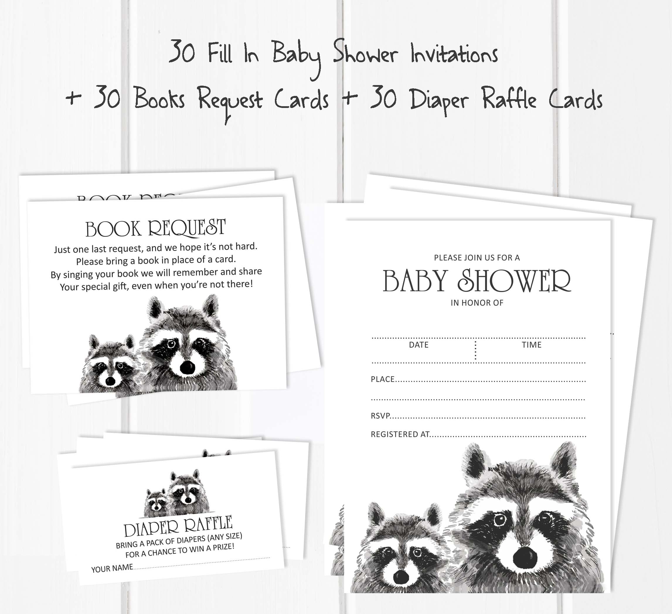 Inkdotpot Set Of 30Jungle Animals Baby Shower Invitations-Diaper Raffle Tickets And Baby Shower Book Request Cards Gender Neutral Invites Its A Boy Its A Girl