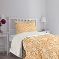thumbnail image 5 of Ambesonne Spring Quilted Bedspread Set 2 Pcs, Summer Garden Floral, Twin Size, Marigold and White, 5 of 6
