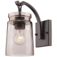 thumbnail image 1 of Beaumont Lane Frosted Amber Glass Wall Sconce in Rubbed Bronze, 1 of 4