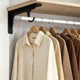 thumbnail image 4 of Tong Heavy Duty Wall Mounted Closet Rod Support Brackets With Hooks 16 Inch Black Metal Shelf, 4 of 6