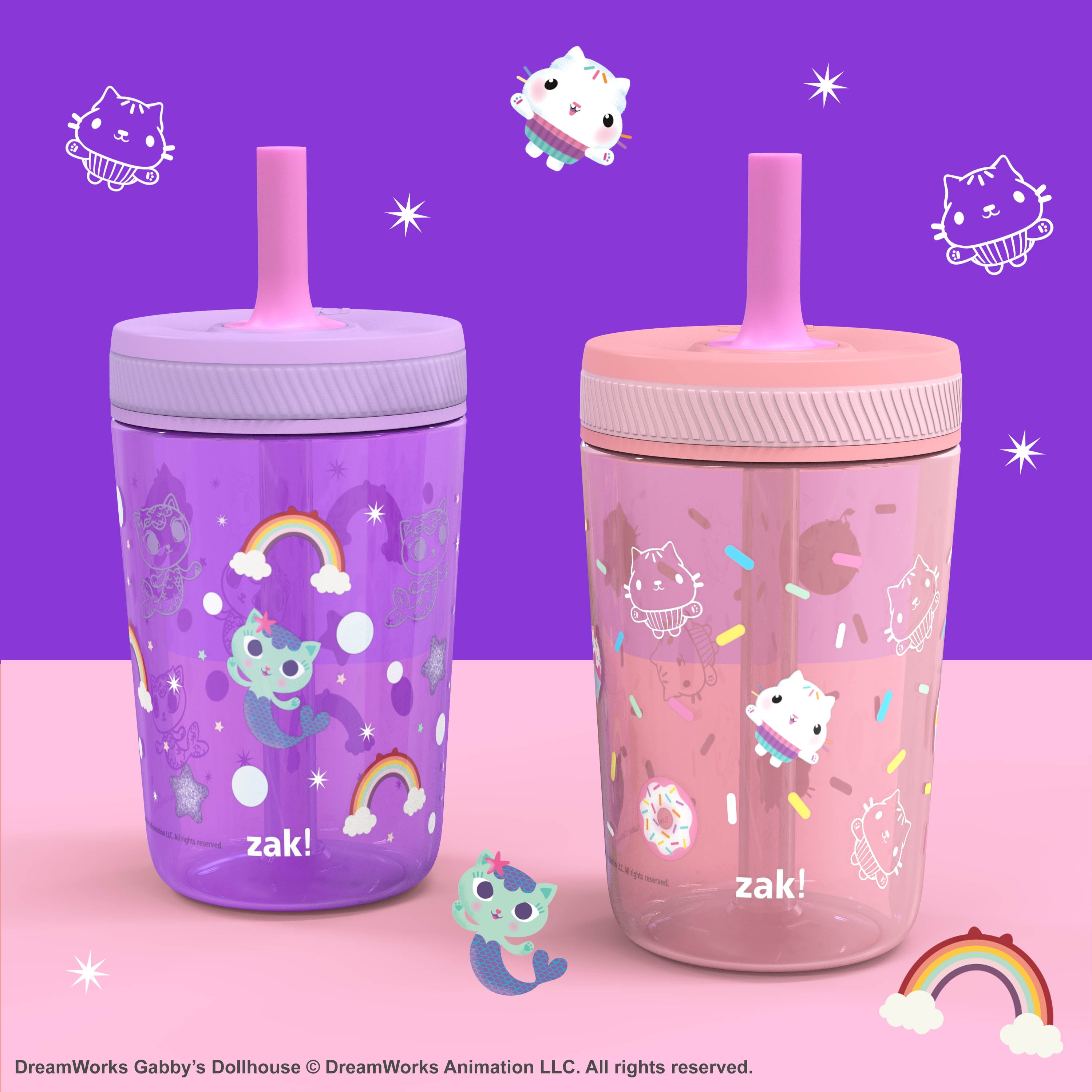 Zak Designs Valentines Day 18 ounce Reusable Plastic Tumbler with Straw and  Sculpted Lid, Soft Serve 