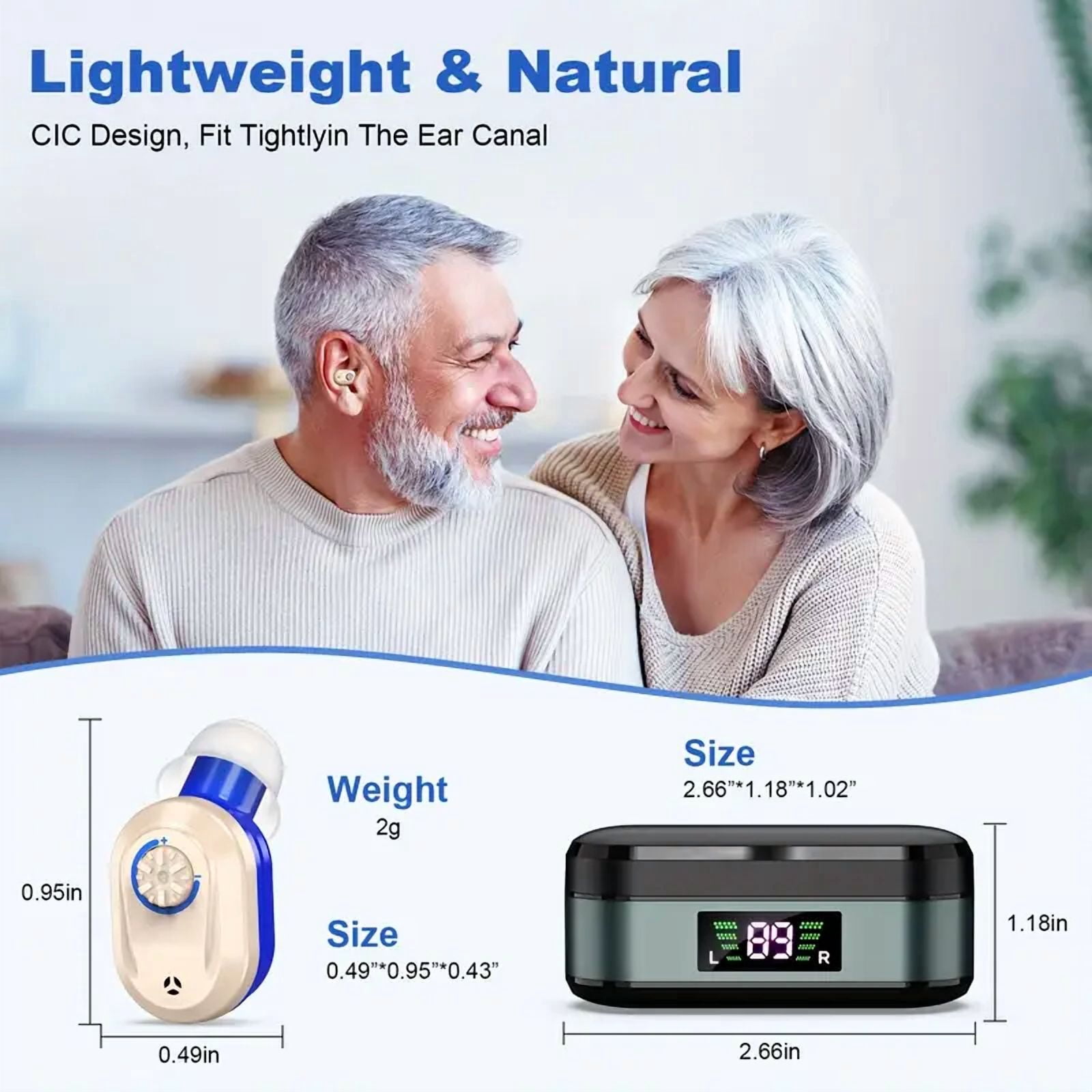SUWU Rechargeable Hearing Aids for Seniors - Invisible, Comfort-Fit with Noise Reduction & Adjustable Volume, USB Charging Case Included