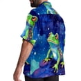 thumbnail image 3 of Starry Sky Frog Men's Short Sleeve Shirts, Casual, Printed, Button Down Short, Summer Beach Shirts, Unisex, 3 of 6