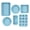 Light Blue, variant on DONEPART 5-Piece Bakeware Set, Carbon Steel Non-Stick Baking Pans with Round/Square Cake Pan, Muffin Pan, Loaf Pan,Roast Pan