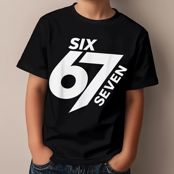 67 Number '6' & '7' Print Boys GirlsT-Shirt, T-Shirt for Kids Youth, 180gsm, 100% Cotton