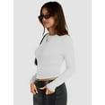 thumbnail image 3 of Womens Crew Neck Basic Long Sleeve T Shirt Slim Fit Tees Fall Going Out Crop Tops Cute Tight Shirts, 3 of 6