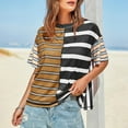 thumbnail image 6 of APEXFWDT Women's Striped Tee - Color Blocked Round Neck T-Shirt Short Sleeve Loose Top for Summer Festivals,S,Black, 6 of 9