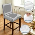 thumbnail image 4 of Gray Geometric Bar Stool Cover Set of 6, White Greek Key Design Abstract Modern Art Stretch Bar Chair Cover, Removable Washable Pub Counter Stool Chair Slipcover for Kitchen Dining Room Pub Cafe, 4 of 9