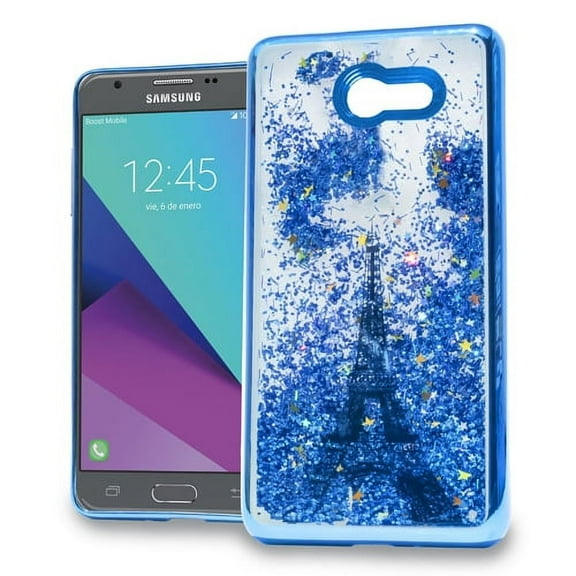 GSA Liquid Glitter Eiffel Tower Case For Samsung Galaxy J3 (2017), J327-Blue
