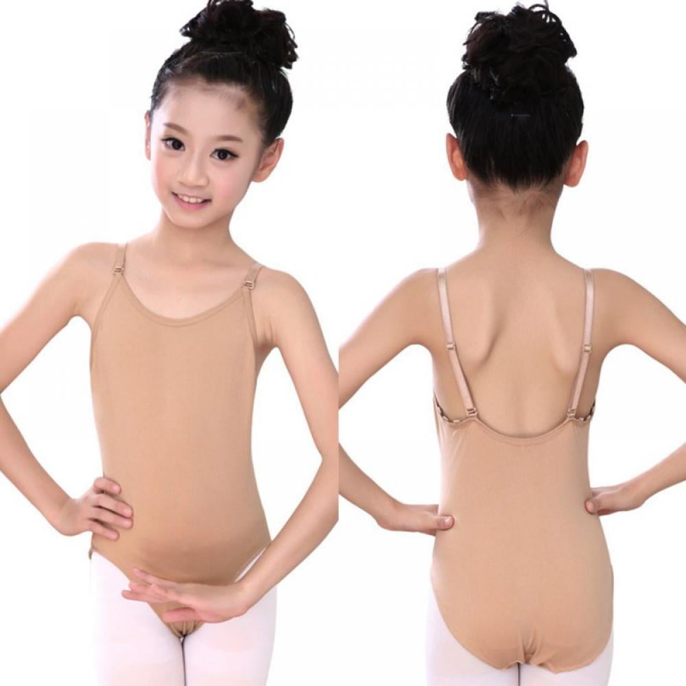 Girl Kids Ballet Camisole Dance Leotard Gymnastics Skate Dancewear Nude Bodysuit