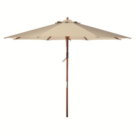 9 Natural Khaki Wooden Outdoor Patio Umbrella Walmart Com