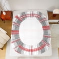 thumbnail image 5 of Feelyou Abstract Lines Bed Sheets, Grey Red Plaid Buffalo King Sheets, 4-Piece, 5 of 7