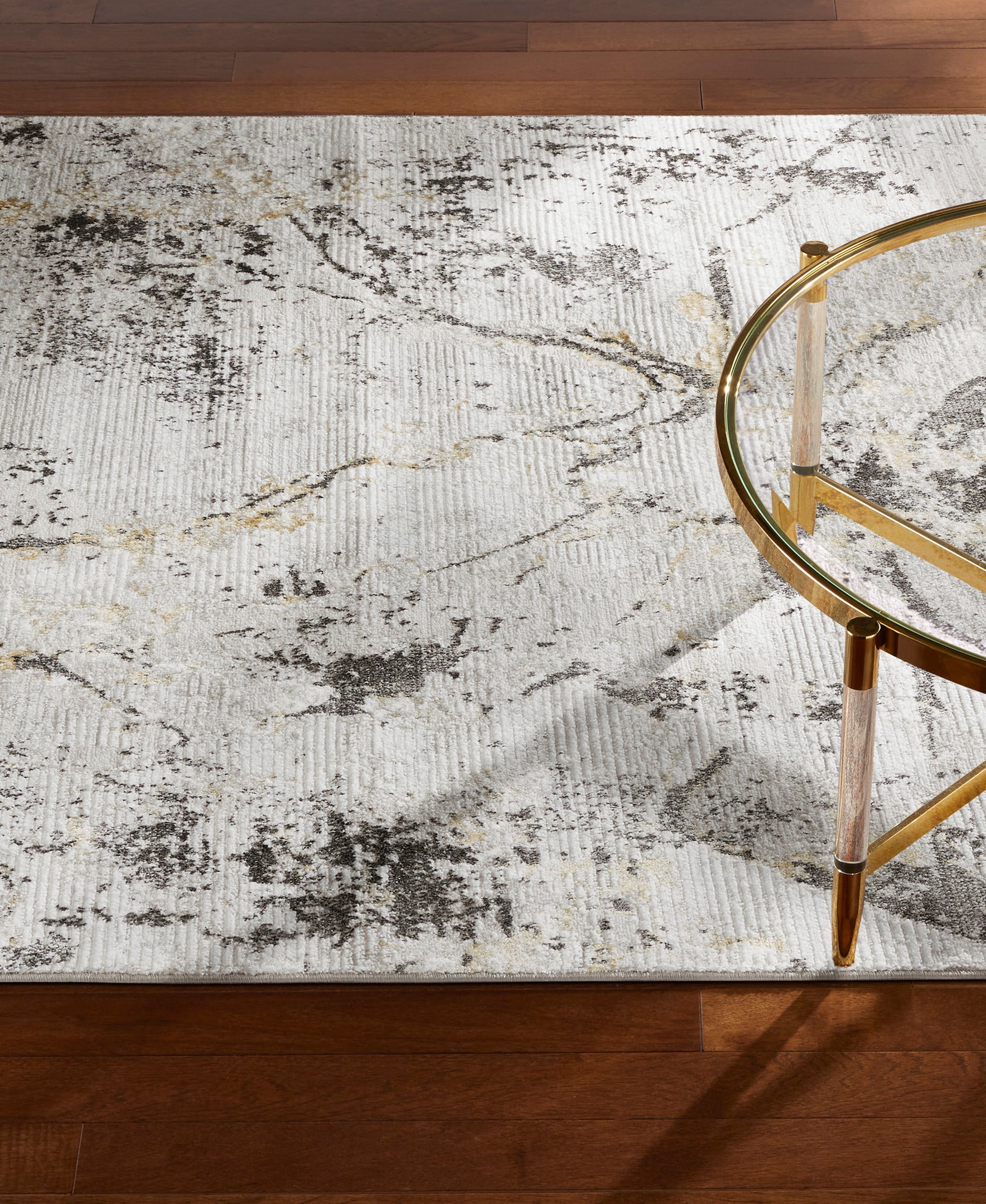 TOWN & COUNTRY LUXE Opaline Bold Marble Area Rug with Glam Metallic Ribbed Texture Pile, Charcoal Grey, 7'10"x10'2"
