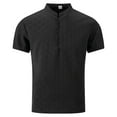 thumbnail image 3 of QATAINLAV Mens Henley Shirts Casual Jacquard Short Sleeve T Shirts Button Down V Neck Slim Fit Athletic Shirts Summer Beach Tops Black XXL Vacation Sales, 3 of 8