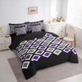 thumbnail image 3 of Castle Fairy Geometric Plaid Bedding Comforter Set,Minimalist Checkered King Bedding Sets, 3 of 8