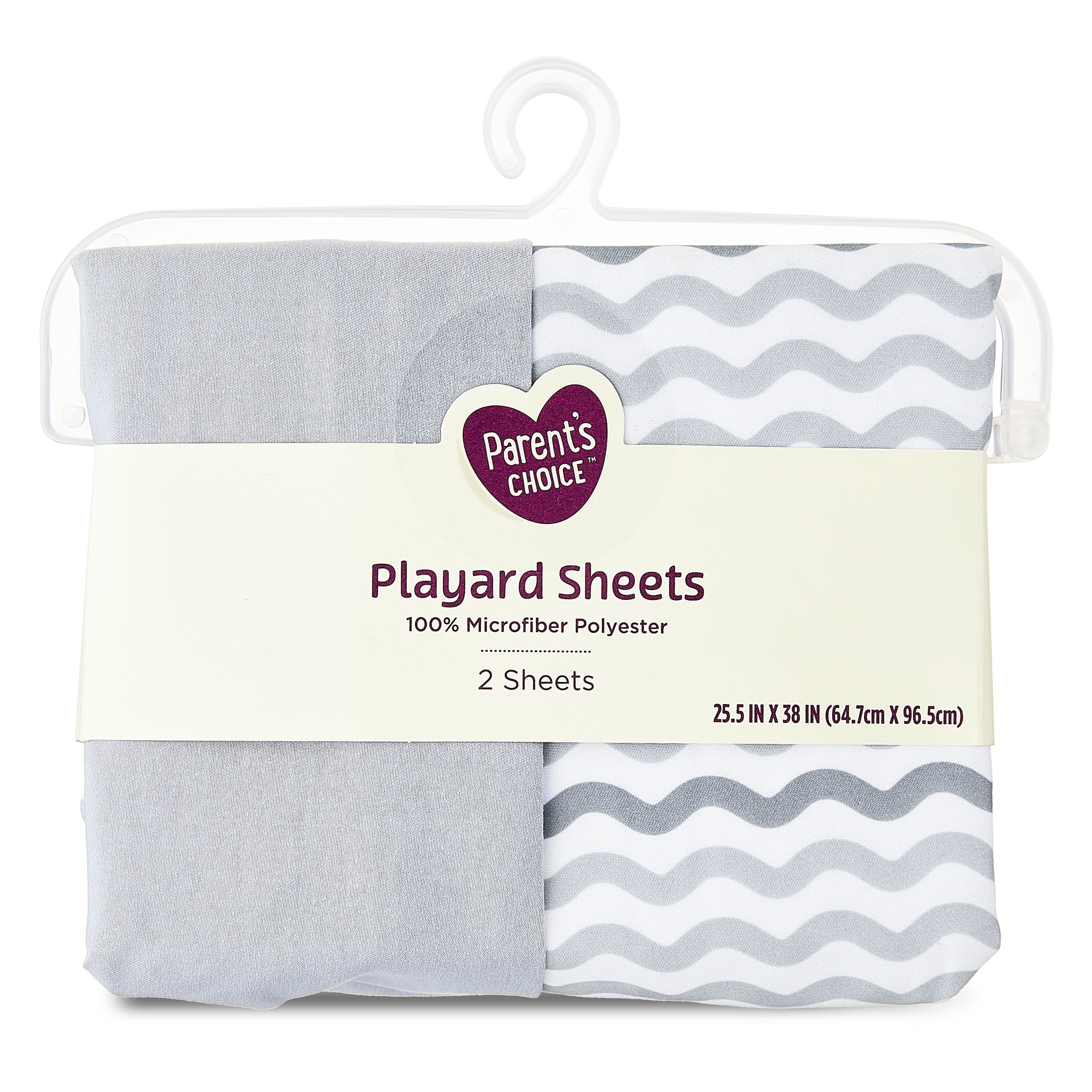 Parent's Choice Playard Sheets, Gray Chevron, 2 Pack