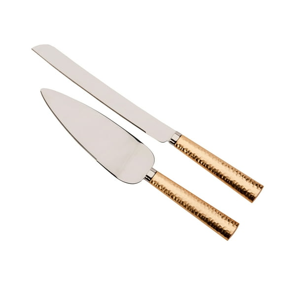CGI Gold Hammered Hndl Knife with Server Set 13"L