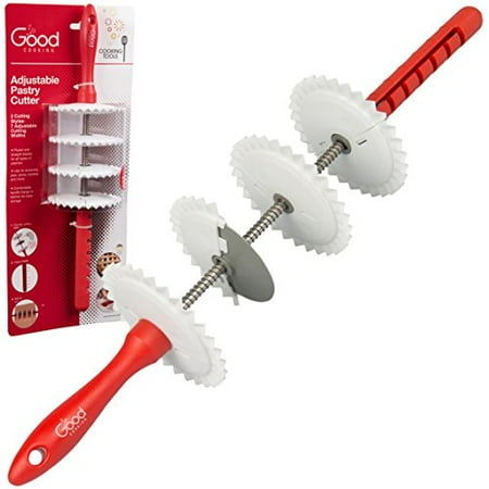 Lattice Cutter Press - Adjustable Pastry Wheel Cutter w 4 Interchangeable Fluted, Lattice, and Straight Slicers and 7 Width Adjustments