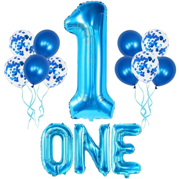 KatchOn, Blue 1 Balloon for First Birthday - Pack of 12 | Blue Number 1 Balloons | One Balloon Blue, 1st Birthday Decorations Boy