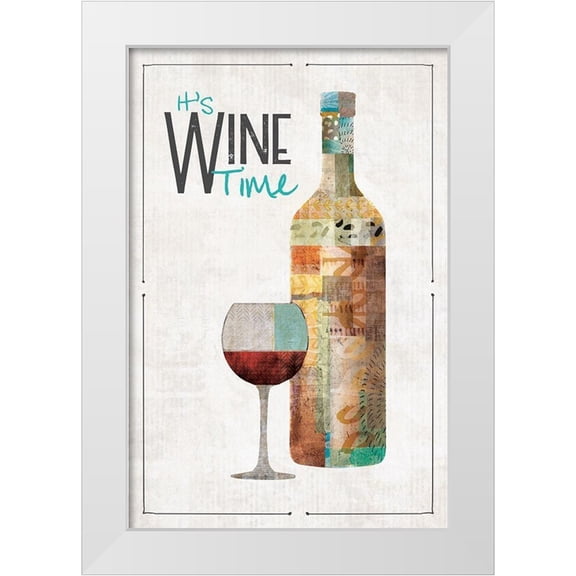 JMB Designs 13x18 White Modern Wood Framed Museum Art Print Titled - Its Wine Time