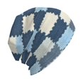thumbnail image 3 of Adult Knitted Cap 11 X 10.6 In Two-Layer Design Breathable Light Dry And Easy Care Covering All Antiskid Anti-Wrinkle Lightsteelblue Retro Houndstooth_4, 3 of 8