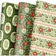 thumbnail image 2 of AUR Christmas Floral Wrapping Paper 6 Sheets for Girls Women, Vintage Red & Green Poinsettia Design, Folded Flat for Holiday Party 19.7" x 27.5" Per Sheet, 2 of 17