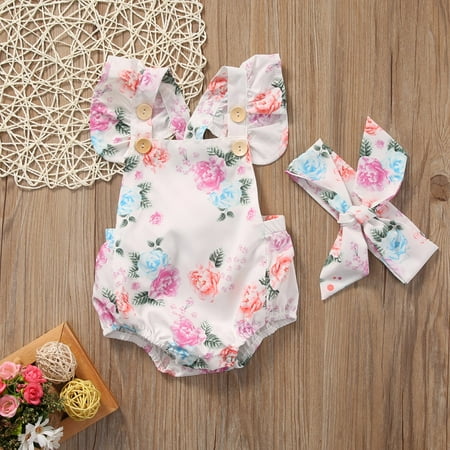

Newborn Infant Baby Girl Floral Romper Summer Jumpsuit Sunsuit Outfit Clothes