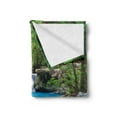 thumbnail image 2 of Waterfall Soft Flannel Fleece Throw Blanket, Fairy Image of Waterfall by the Rocks in Forest Secret Paradise, Cozy Plush for Indoor and Outdoor Use, 70" x 90", Green Blue and Brown, by Ambesonne, 2 of 5