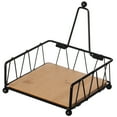 thumbnail image 5 of Flat Metal Square Napkin Holder with Weighted Arm and a Wooden Tray Perfect for Adorning Dining Table, Kitchen Countertop and Napkin Holder for Bathroom also Good for Outdoor Table at Restaurant, 5 of 6