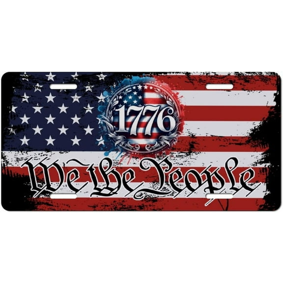 God Bless America License Plate – American Flag with Bald Eagle Patriotic Front Plate for Car, Truck, SUV – Durable Aluminum USA Auto Accessory