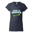 thumbnail image 2 of Made In America With Ukrainian Parts Womenâ€™s Standard V-Neck Tee, Navy, Large, 2 of 4