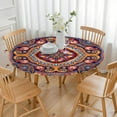 thumbnail image 3 of 44 Inch Round Tablecloth with Elastic Edge, Waterproof Oxford Fabric, Paisley Design, Durable and Wipe Clean for Indoor or Patio, 3 of 7