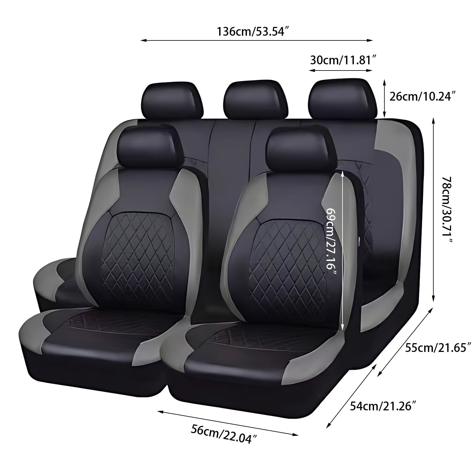 OTOEZ Universal Car Seat Cover Breathable PU Leather 5 Seats Full Set Waterproof Cushion Fit Most Honda Toyota Chevy Ford Nissan Vehicle Truck SUV