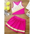 thumbnail image 5 of MSemis Kids Girls Cheer Leader Costume Outfits Cheerleading Halloween Cosplay Fancy Dress Hot Pink 8, 5 of 6