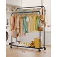 thumbnail image 2 of Sakugi Clothes Rack, Double-Rod Garment Rack with Hooks & Mesh Shlef, Versatile Clothing Racks for Hanging Clothes, Hats, Bags, Portable Hanger for Bedroom, Laundry, 47.2"×16.9"×58.5", X-Large, Black, 2 of 3
