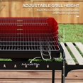thumbnail image 4 of Chariot de Barbecue au Charbon Rouge avec Hauteur Réglable à 5 Niveaux, Barbecue en Métal avec Grille de Réchauffement, Tablettes Latérales et Inférieures, Récupérateur de Cendres et Roues pour Patio, Jardin Ou Cour Arrière, 4 of 7