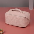 thumbnail image 3 of Bolsa de cosméticos retro de PU, bolsa de maquillaje de viaje en relieve, bolsa de lavado portátil (rosa) Likrtyny Cuidado Belleza, 3 of 7