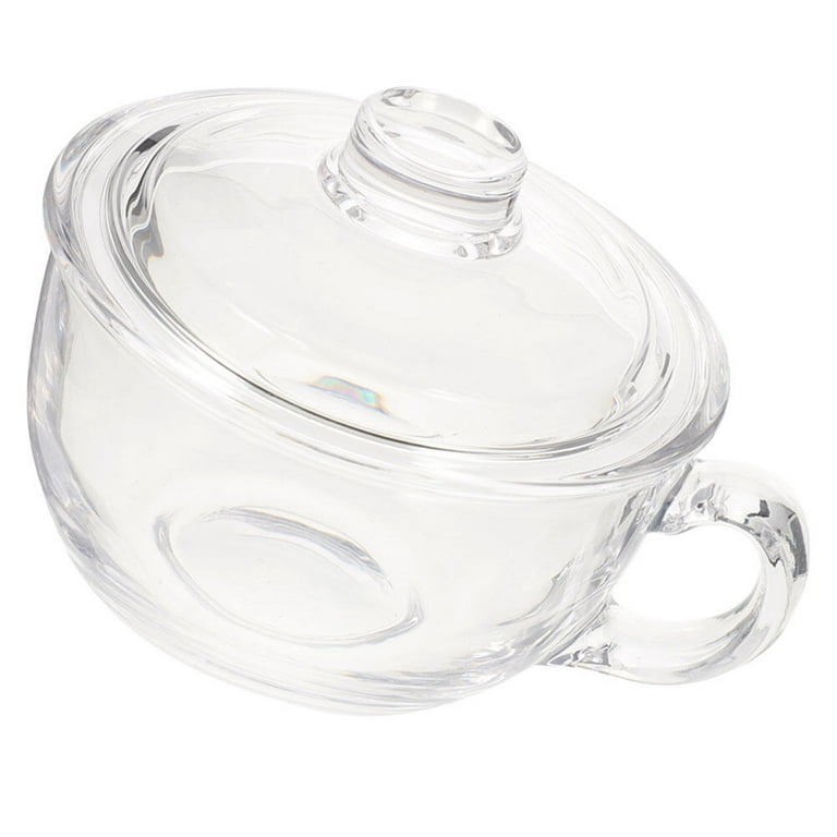 Glass Cereal Bowl Glass Soup Bowl with Handle, Clear Small Yogurt Bowl with  Glass Lid Oatmeal Breakfast Bowls Microwave Safe Glassware for Dessert