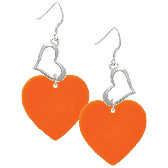 Delight Jewelry Acrylic 1" Orange Heart Open Heart French Earrings